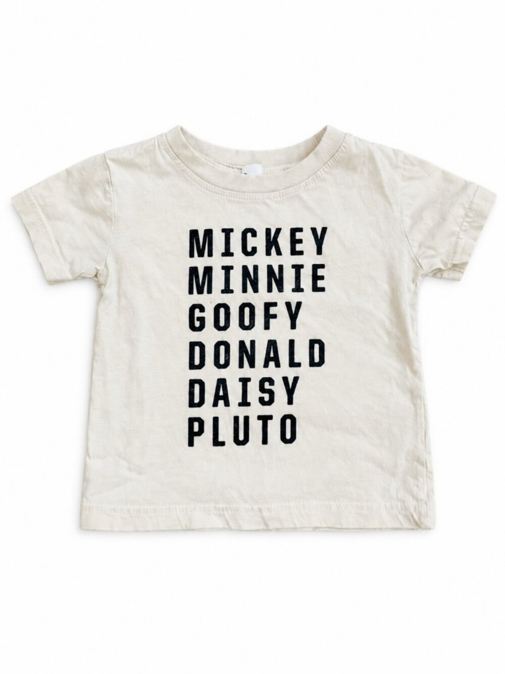 Disney Mickey & Friends Character Names Cream Baby T-Shirt 12M